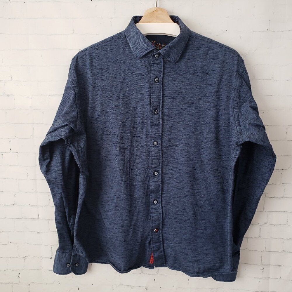 Luchiano Visconti Blue Oxford Button Front Shirt Mens Size L Long Sleeve Dressy